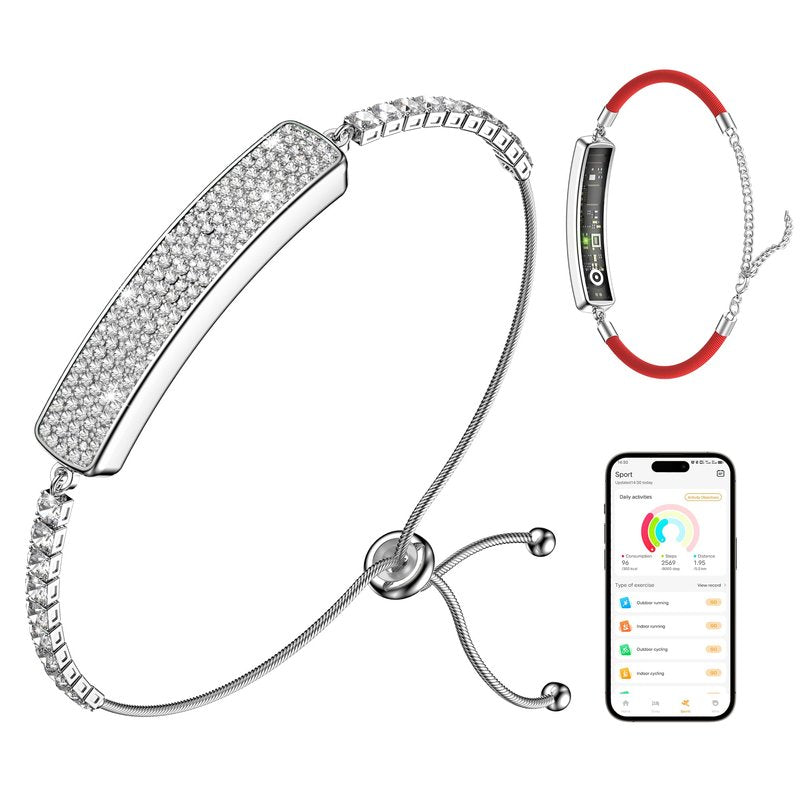 RIFESI Smart Bracelet for Women, Health Activity Fitness Trackers, 24/7 Heart Rate, HRV, Blood Oxygen & Stress Monitor, 24H Sleep Tracker, Free APP for iOS & Android, Silver