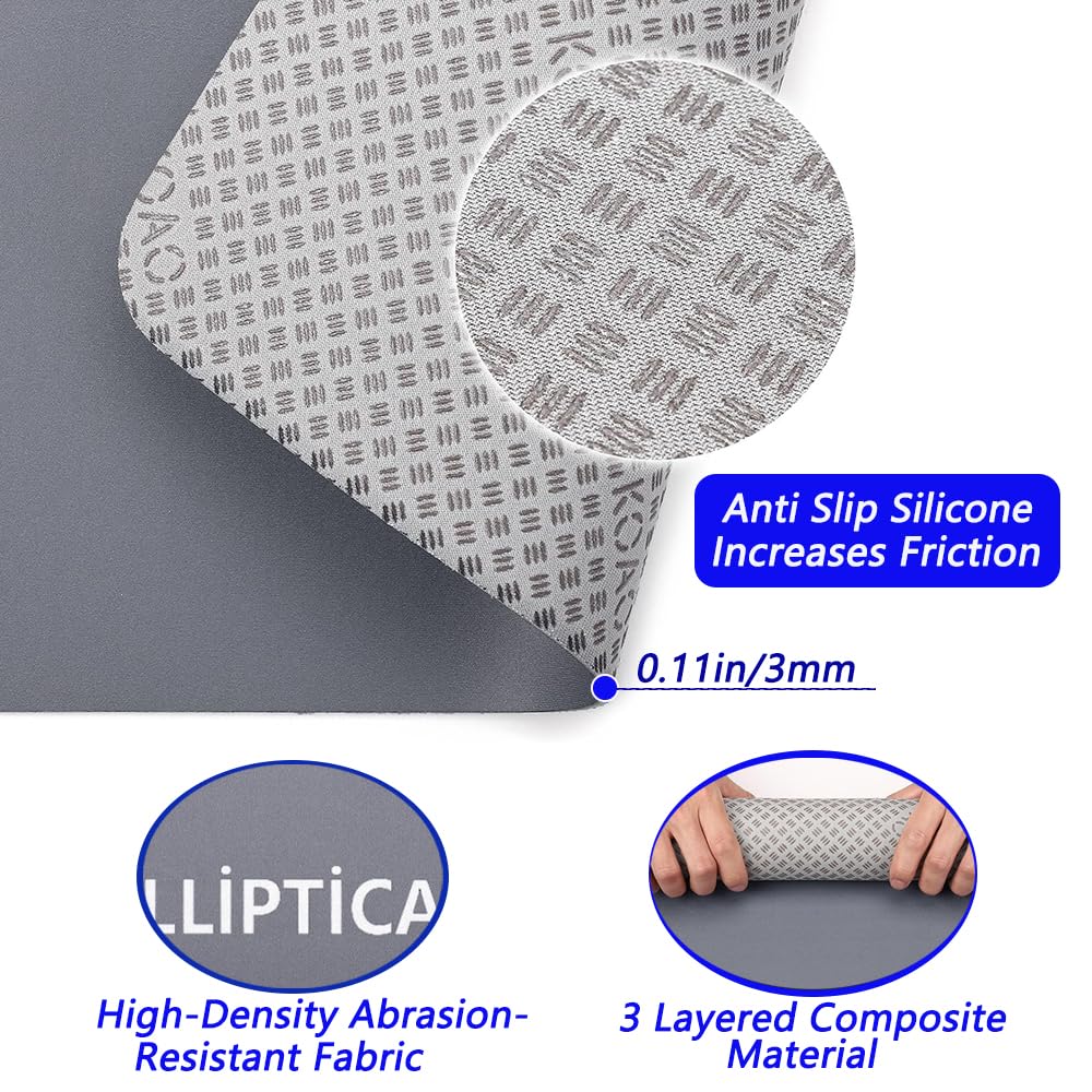 LOOEEL Under Desk Elliptical Mat,Ellipse Machine Mat,Non-Slip Workout Pad Equipment for Peloton Bike,Suitable for Electric Foot Exercise Equipment,Stability and Floor Protection-Grey