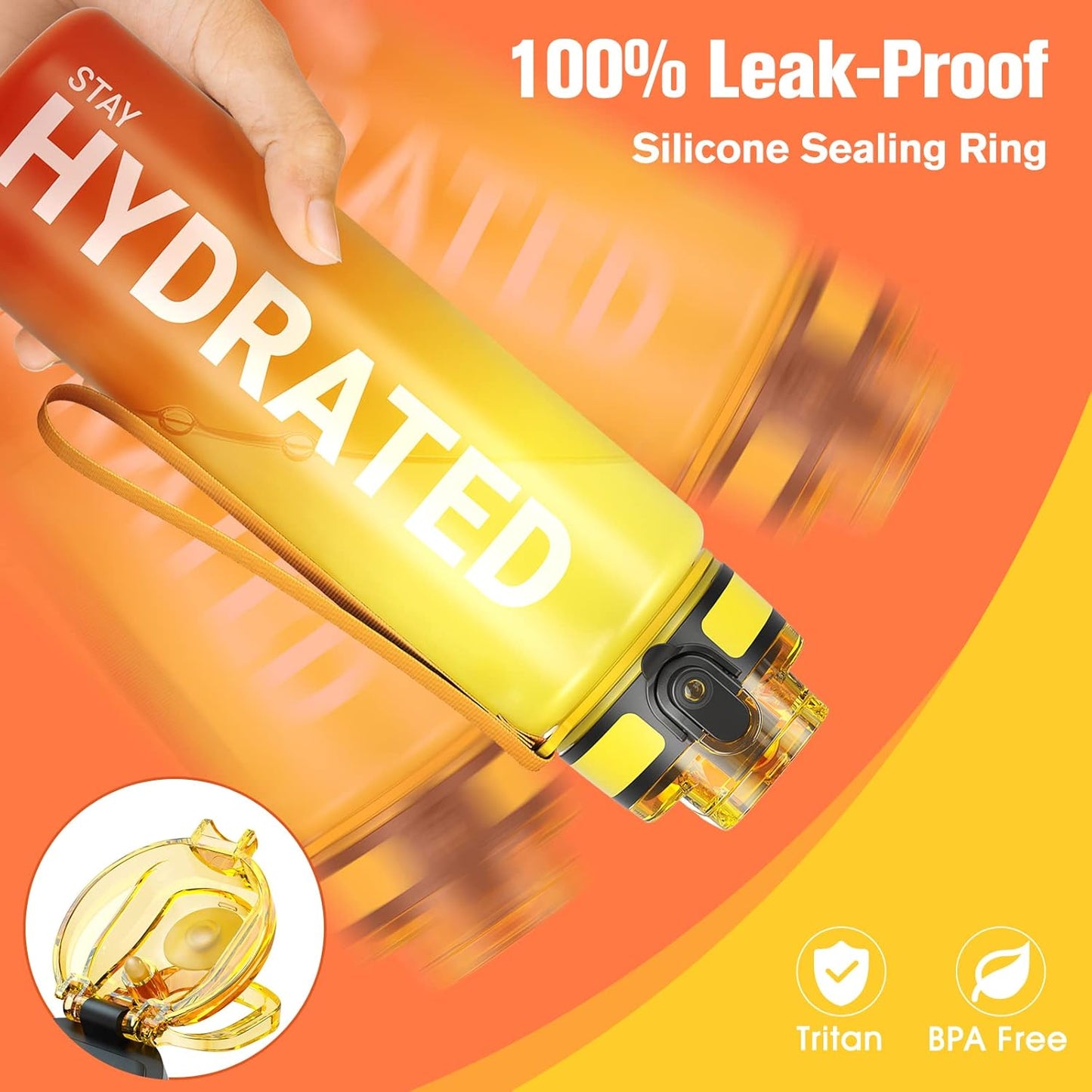 Sahara Sailor Water Bottle - Durable, Leakproof Tritan Design with Motivational Time Marker | 32/25/17oz Options