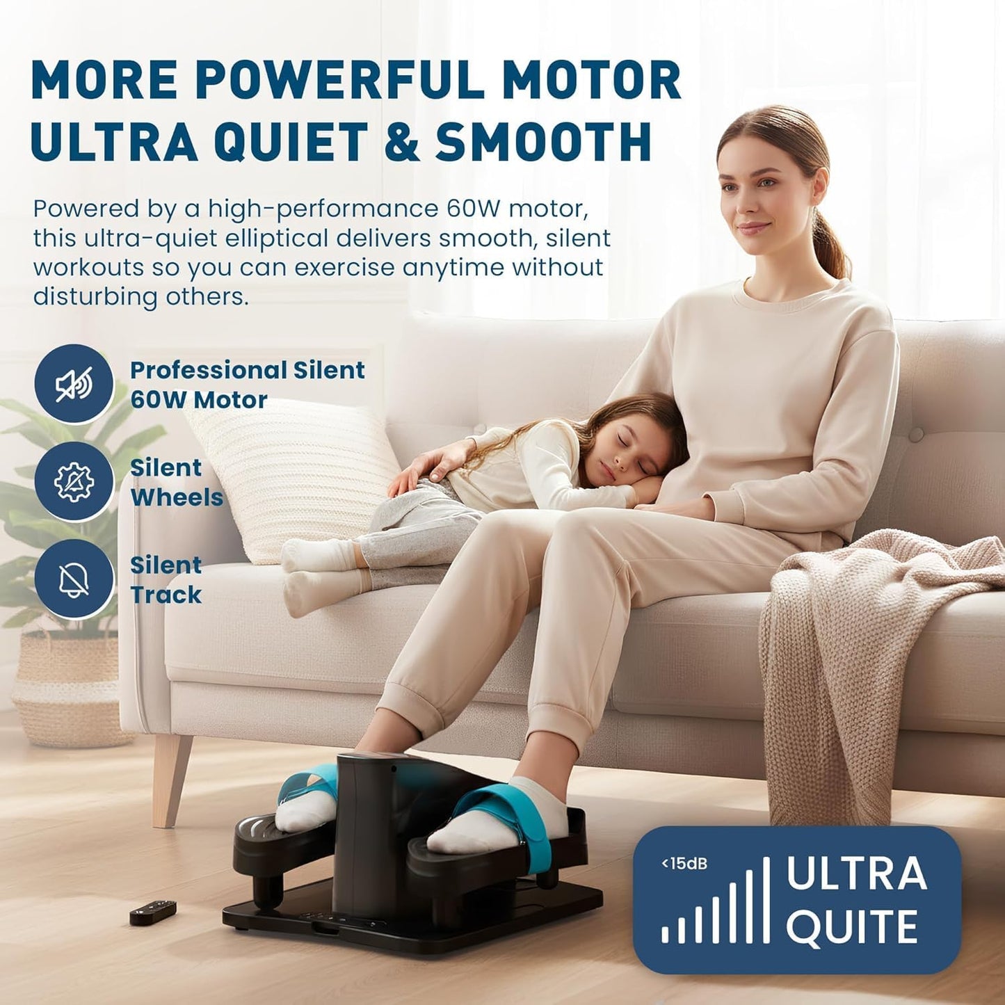 Under Desk Elliptical Machine - Electric Pedal Exerciser for Seniors | Quiet 12-Speed Leg Workout with Remote & LCD