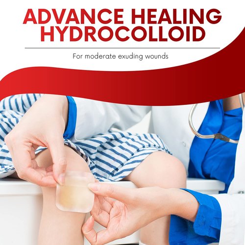 Healqu Hydrocolloid Wound Dressing - 2x2" Thin - Box of 20 Large Bandages - Sterilized Bordered Hydrocolloid Patches for Bed Sores, Abrasions, and More - Waterproof and Absorbent with Protective