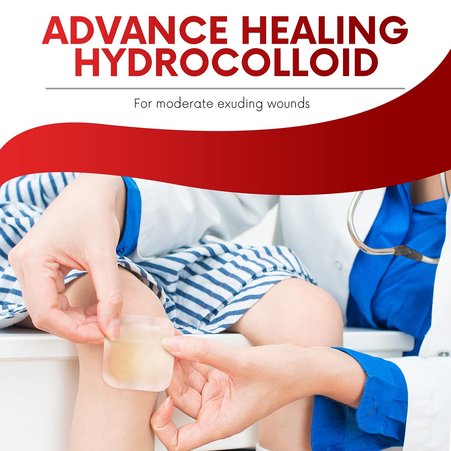Healqu Hydrocolloid Wound Dressing - 4x4" Bordered - Box of 10 Large Bandages - Sterilized Bordered Hydrocolloid Patches for Bed Sores, Abrasions, and More - Waterproof and Absorbent with Protective