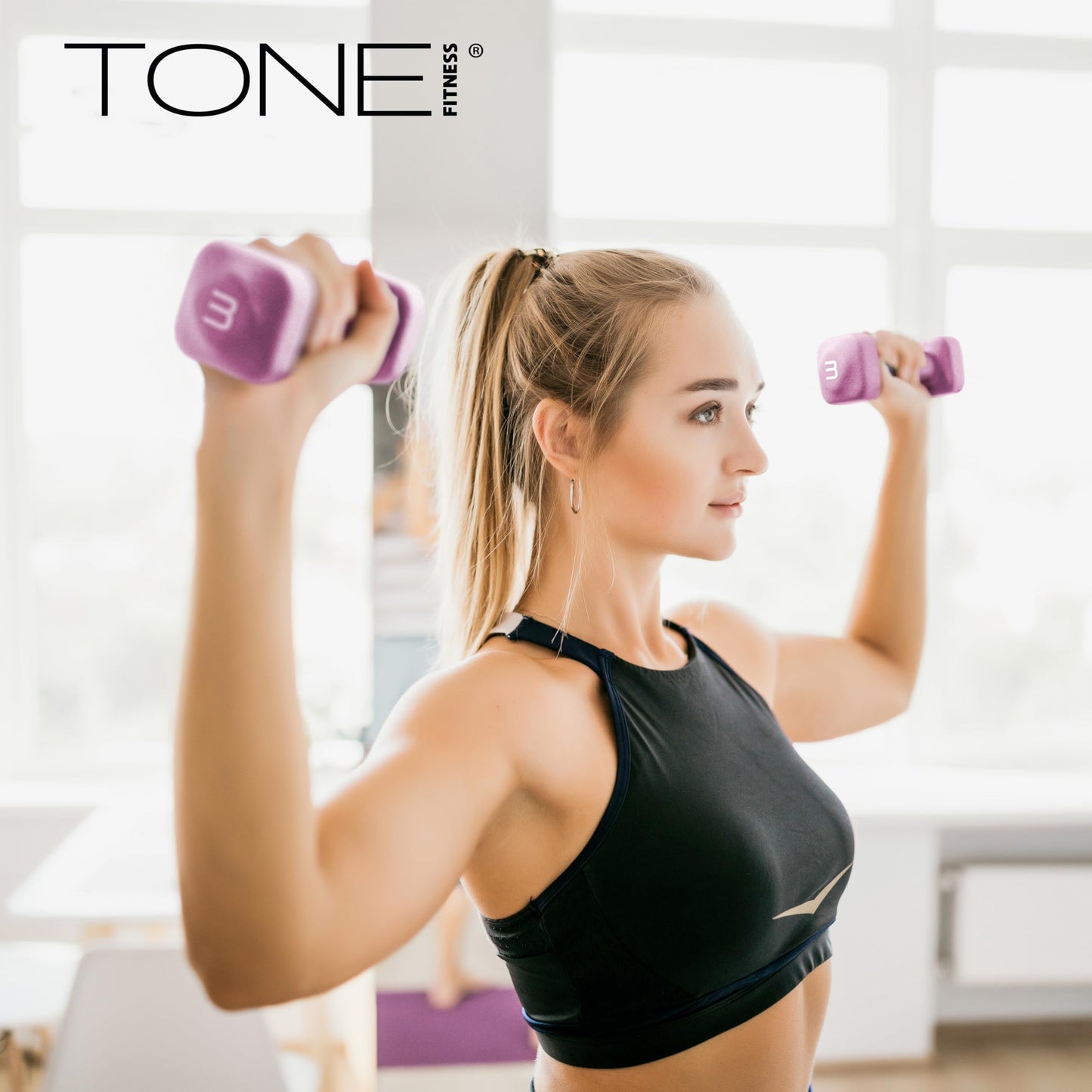 Tone Fitness 10 lb Neoprene Dumbbell Pair for Home Workouts – Non-Slip Design - Beige