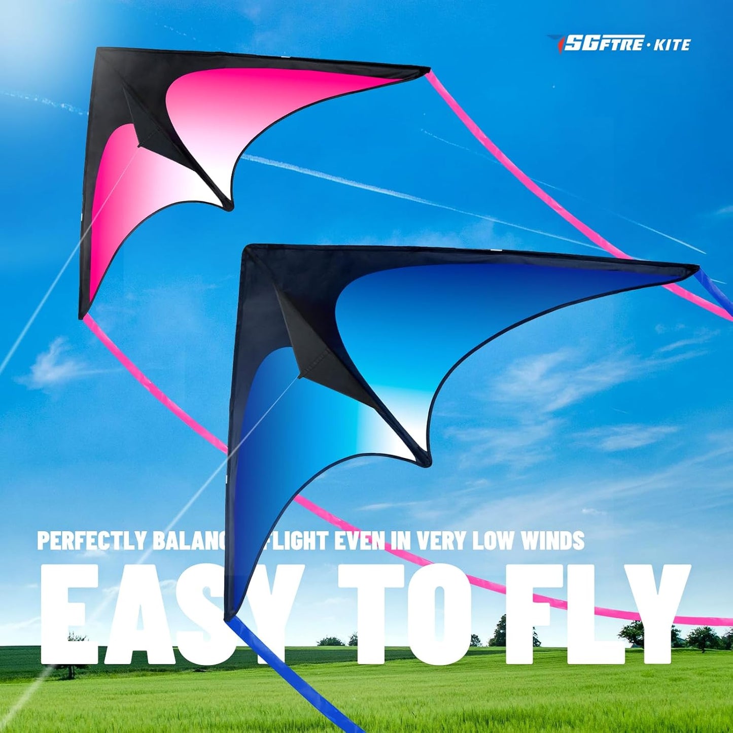 SGftre Delta Kite Set - Easy Launch for Kids & Adults | Perfect for Beach & Park Activities