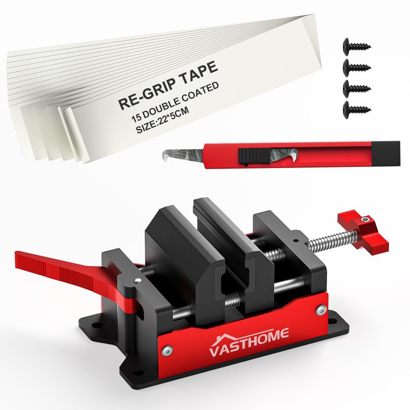 VASTHOME Golf Club Vise Clamp for Regripping Station, Quick Change Grip Installation Kit with Hook Knife & 15 pcs Grip Tapes (2'' x 8.7'' / 5x22cm)