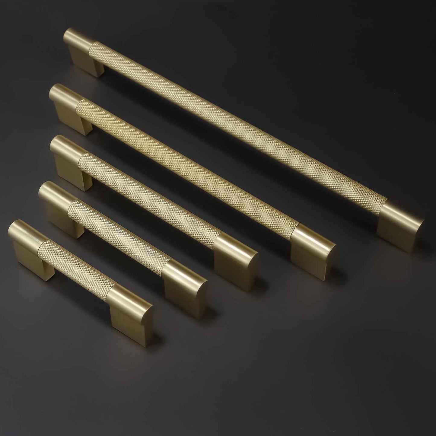 COTYKILEY 10 Pack 10 Inch(254mm) Brushed Brass Cabinet Handles Gold Knurled Kitchen Cabinet Pulls Cabinet Door Handles Kitchen Cabinet Hardware