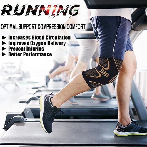 Double Couple Copper Knee Brace | 2-Pack Knee Compression Sleeves for Pain Relief & Support