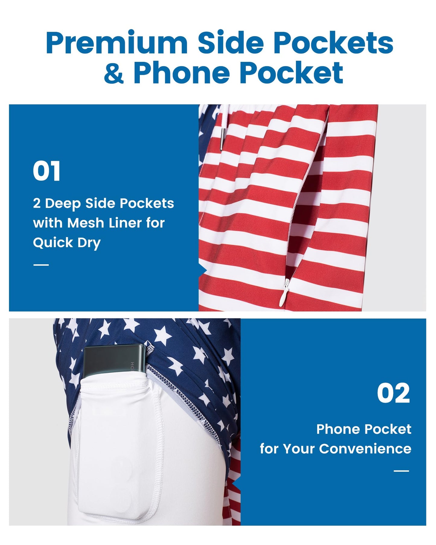 maamgic 2 in 1 Mens Swim Trunks 7 Inch Swim Shorts Swim Suits Board Shorts
