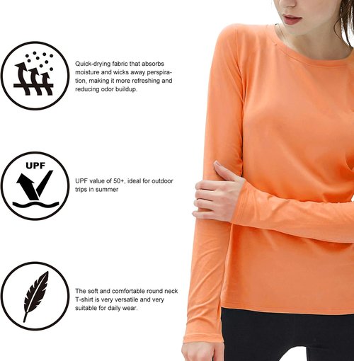 Isnowood Women's Sun Protection Long Sleeve Shirt - UPF 50+ UV Rash Guard for Outdoor Activities | Athletic Top