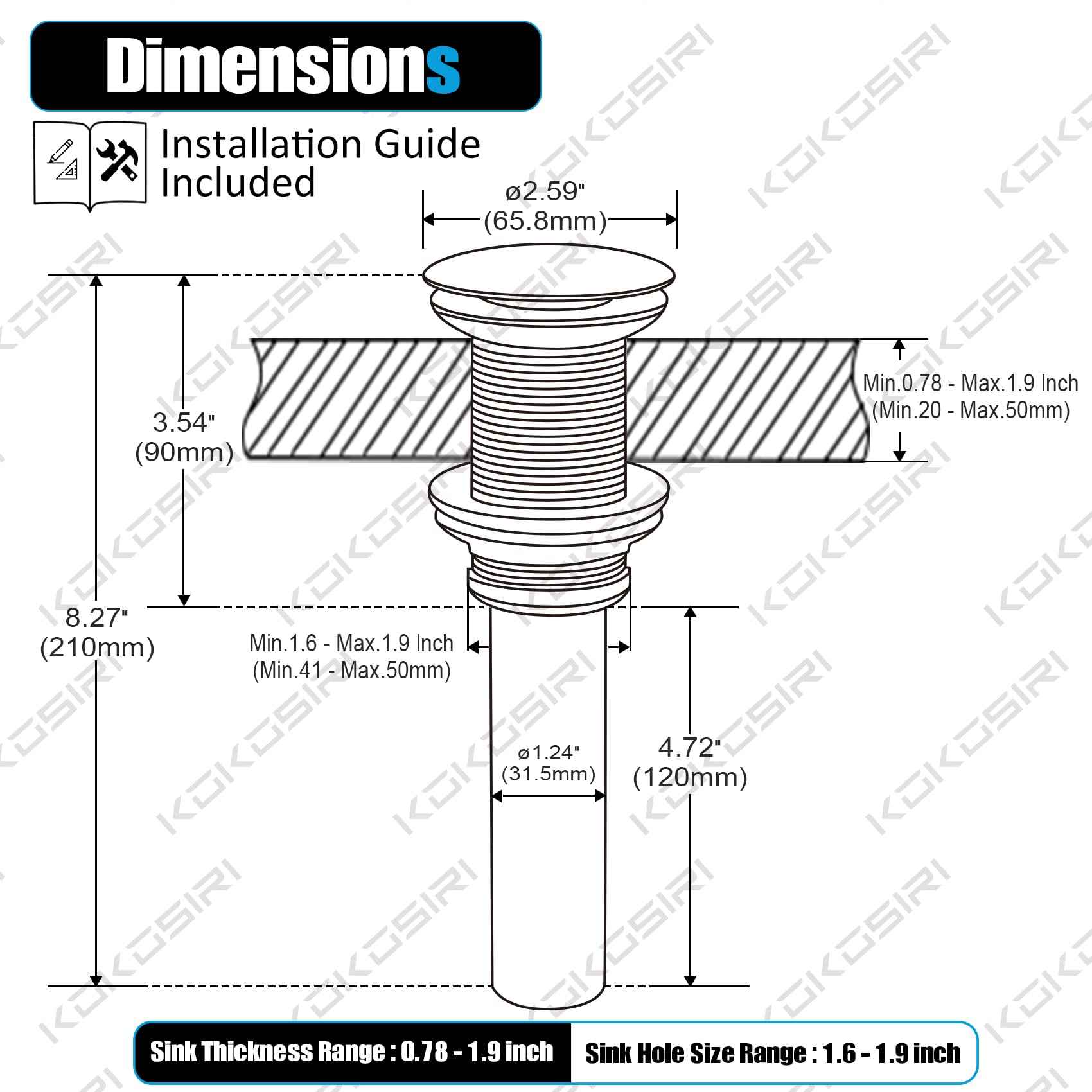 KOKOSIRI Pop Up Sink Drain with Strainer Basket, Brushed Gold Bathroom Sink Drain with Detachable Hair Catcher Anti Clogging for Vanity Vessel Sink Without Overflow, C1002BG