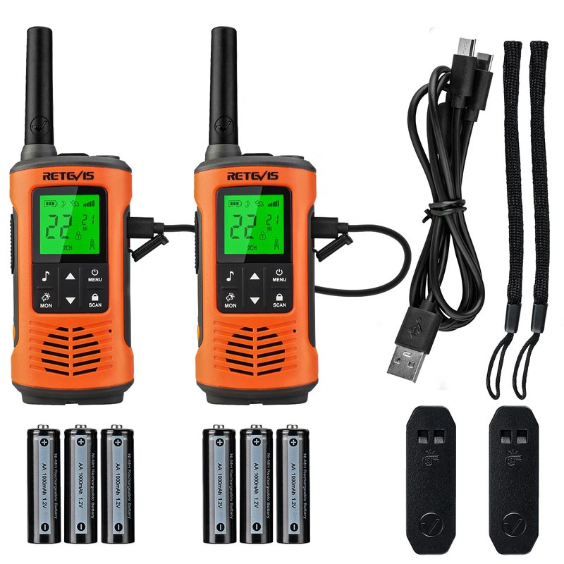 Retevis RT45P Waterproof Walkie Talkies IP67,Rechargeable Two Way Radio for Adults,22CH SOS NOAA,with 1000mAh Battery and USB-C Charger,Long Range 2 Way Radios for Skiing Fishing Boating 2 Pcs