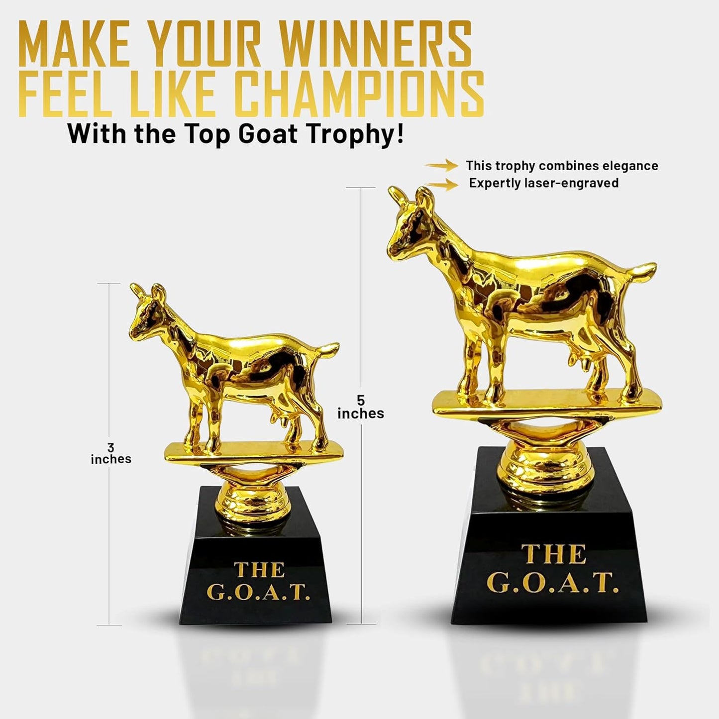 Vaulted Skulls & Co Goat Trophy | Greatest of All Time Trophy (G.O.A.T) | G.O.A.T Trophy | Sports Team Trophies | Funny Office Trophy | Gold/Black