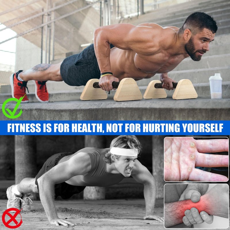 TOBWOLF 2PCS Wooden Push Up Bars, Solid Calisthenics Wood Parallettes Bars for Men Strength Training, Will Not Slip or Wobble, Calisthenics Equipment for Planks, Calisthenics & Home Gym Workout