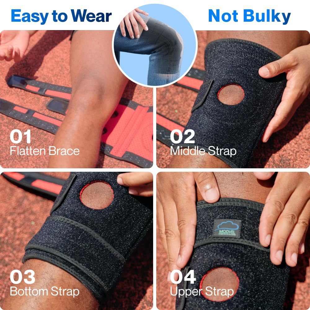 Modvel ELITE Knee Brace - Maximum Support with Patella Gel Pads & Side Stabilizers for Injury Recovery | Ideal for Running & Joint Pain Relief