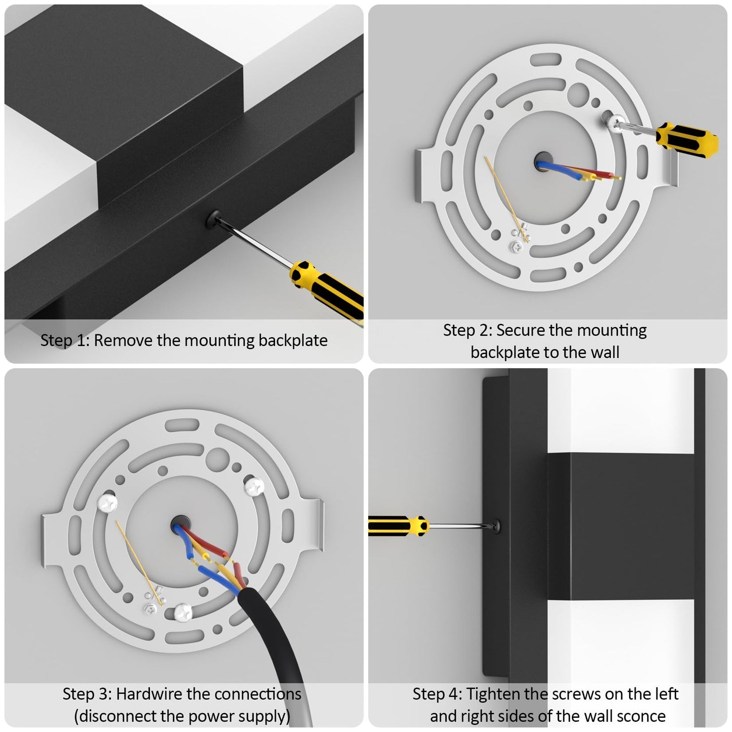 Aoceley 12inches Modern Outdoor Led Wall Light,30W 3000K Porch & Patio Hardwired Sconces with White Clear Acrylic Lampshade,IP65 Waterproof Aluminum Wall Lamp for Garage House Exterior(Black,2Pack)