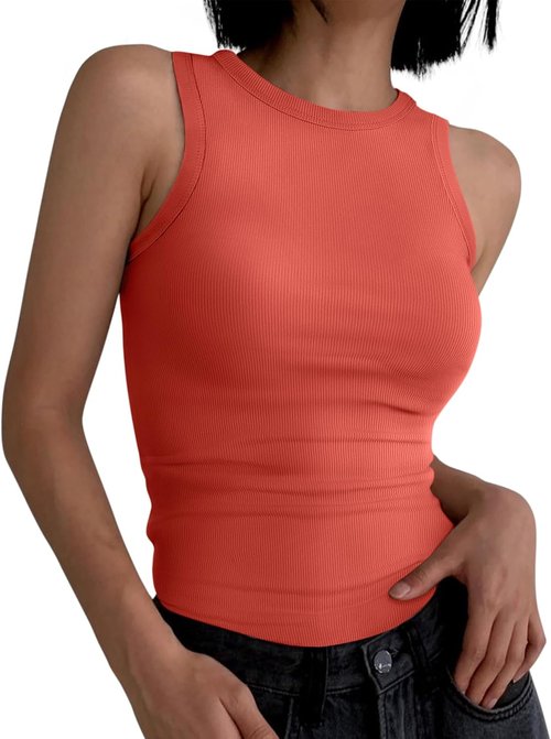ANRABESS Women's Sleeveless High Neck Tank Top - Slim Fit Ribbed Design for Summer Casual Style