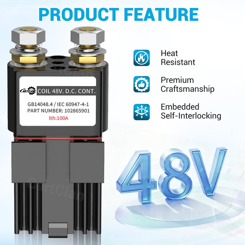 Club Car Solenoid 48 Volt, Golf Cart 48 Volt Soleniod with Resistance Suitable for Club Car New Models DS/Precedent and 2018-Up Tempo Golf Carts, Replace OEM#: 102865901, 1014947