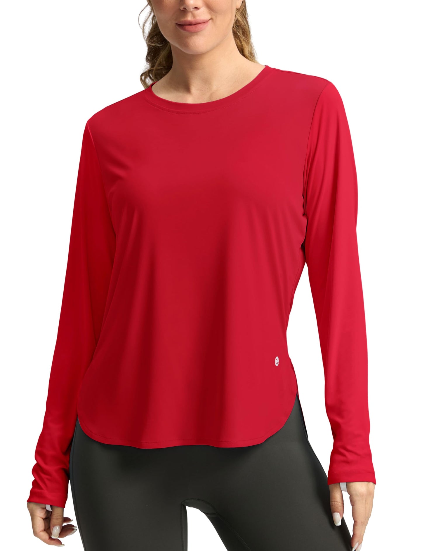 Women's Sun Shirts UPF 50+ Long Sleeve UV Protection Shirt Lightweight Quick Dry Workout Hiking Tops for Women(Red,L)