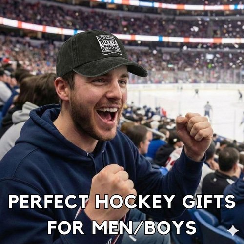 InnoBeta Hockey Gifts for Boys 8-12 Cap, Funny Adjustable Embroidered Hat Hockey Gifts for Men - Straight