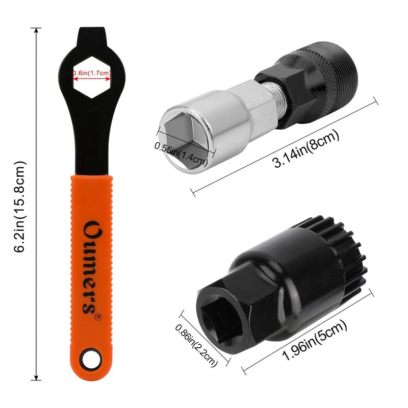 Oumers 4 PCS Professional Bicycle Pedal and Crank Arm Removal Tool, Bike Pedal Wrench+Bike Crank Extractor + Bike Bottom Bracket Remover + 16mm Spanner Wrench