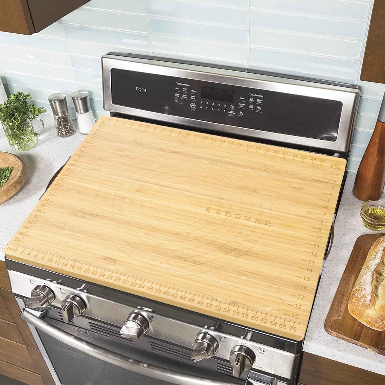 Bamboo Stove Cover for Electric & Gas Stoves - Noodle Board Topper for RV Cooking