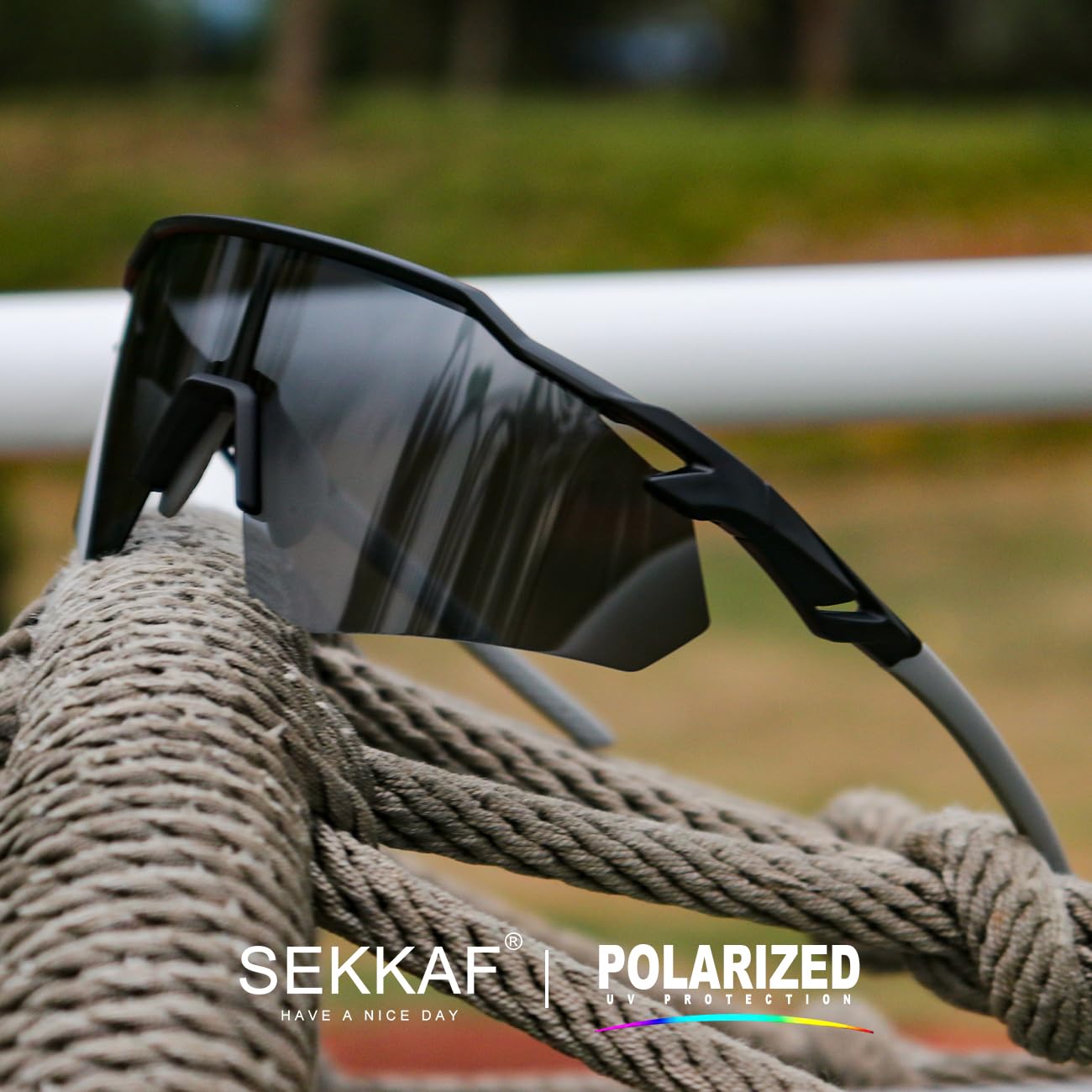 SEKKAF Polarized Sports Sunglasses for Men Women, UV Protection Lightweight Sun Glasses Running Cycling, Non-Slip Nose Pads