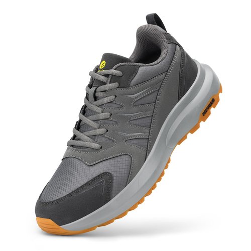 FitVille Men's Outdoor Hiking Shoes with High Traction Outsole, Water-Resistant & High Rebound Cushioning, Low-Top Trailing Shoes for Walking Trekking Camping Slate Gray