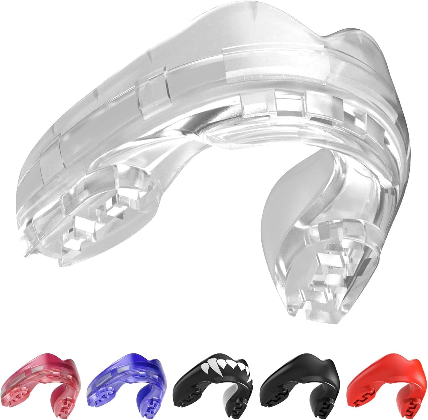 SAFEJAWZ Mouth Guard - Remoldable Upper & Lower Protection for Braces | Ideal for Football, Boxing & More (Transparent)