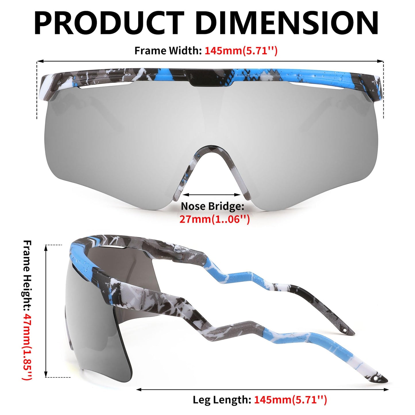FEISEDY Sunglasses for Men and Women, Polarized Large Retro Rimless Glasses TR90 Frame for Baseball, Cycling, Sports B4073