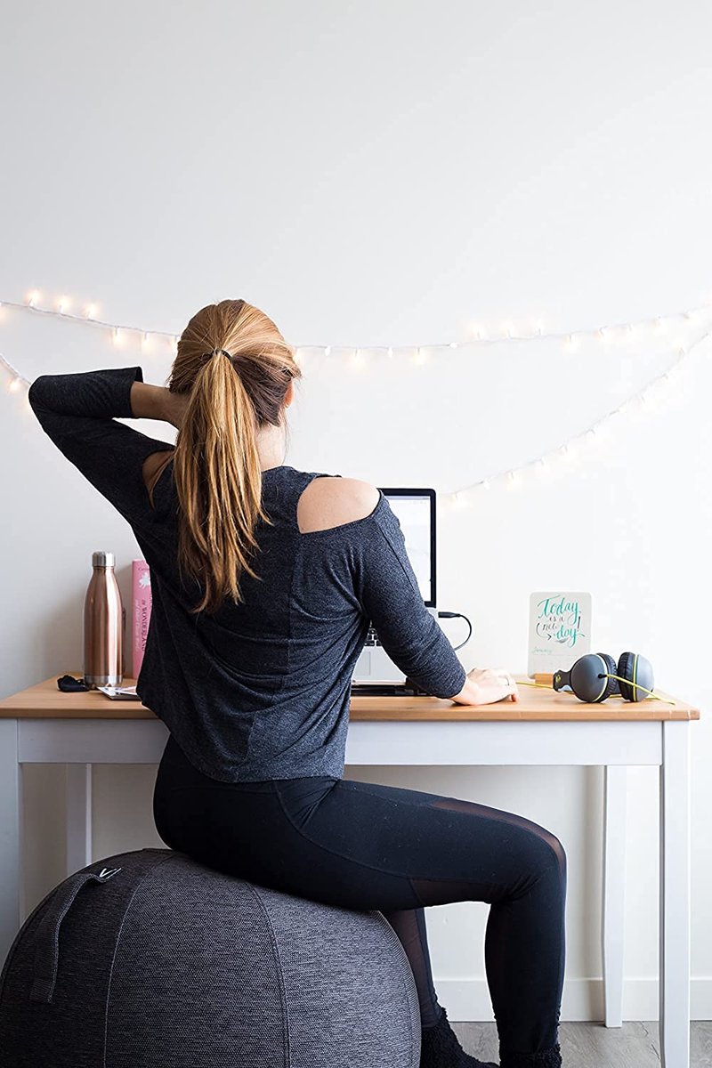 Vivora Luno - Sitting Ball Chair for Office and Home, Lightweight Self-Standing Ergonomic Posture Activating Exercise Ball Solution with Handle & Cover, Classroom & Yoga, Standard