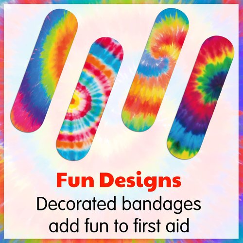 200 Pcs Tie Dye Adhesive Bandages Colorful Bandages for Kids Girls Boys Adults First Aid, Fun Colorful Designs for Cuts and Scrapes, First Aid, and Wound Care(200 Pcs)