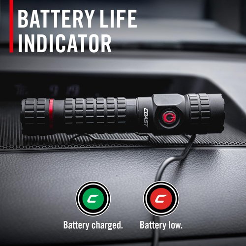 COAST PX200R 2000 Lumen Rechargeable LED Flashlight, TWIST FOCUS, USB-C, 2-Position Pocket Clip