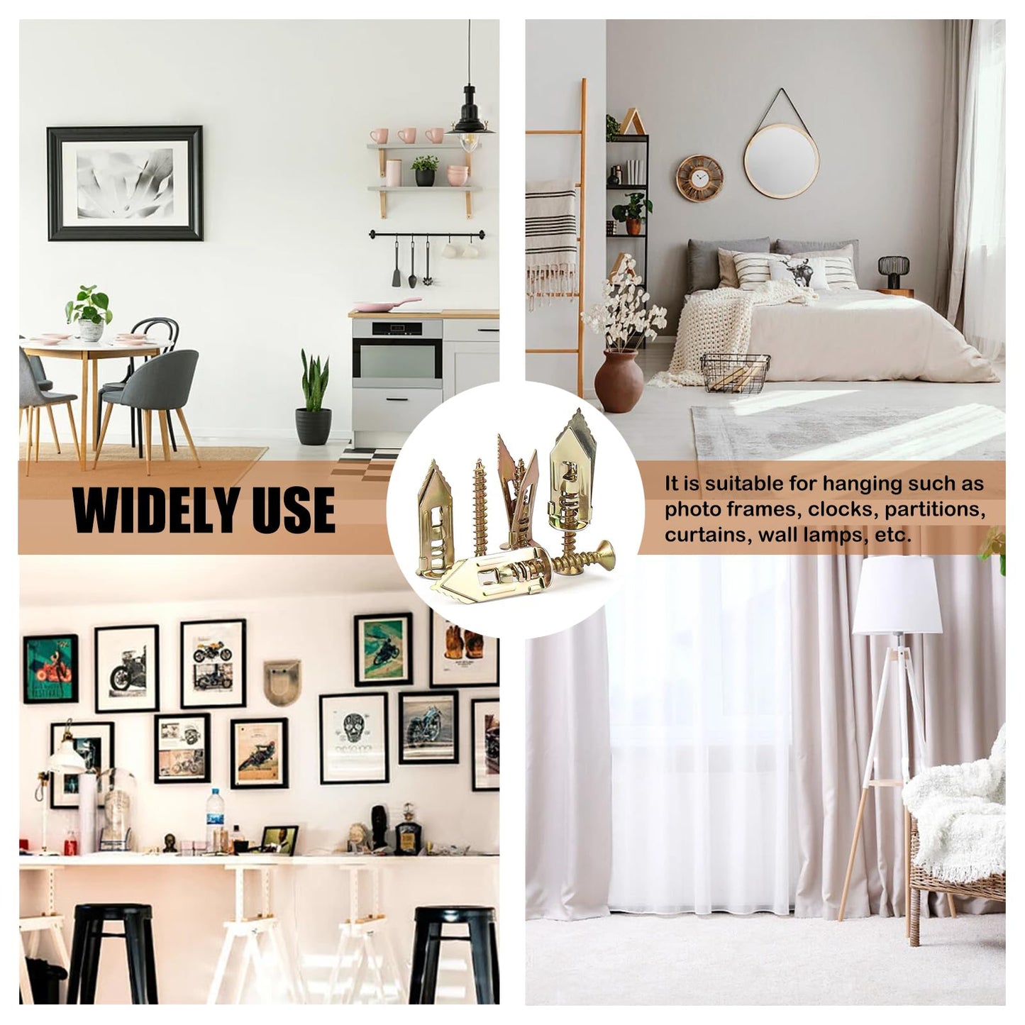 Maozaa 150 pcs Self-Drilling Drywall Anchors with Screws, 0.47x1.18 Inch Zinc Plated Steel Drywall Wall Anchors and Screws Kit Heavy Duty, Easy Application No Drill or Holes in Wall