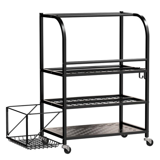 Dumbbell Rack, Weight Rack for Home Gym, 3-Tier 600LBS Metal Home Gym Storage with 2 Lockable Wheels & 4 Adjustable Hooks, kettlebell Rack for Yoga Mat Storage, Dumbbells, Kettlebell, Foam Roller, Resistance Bands