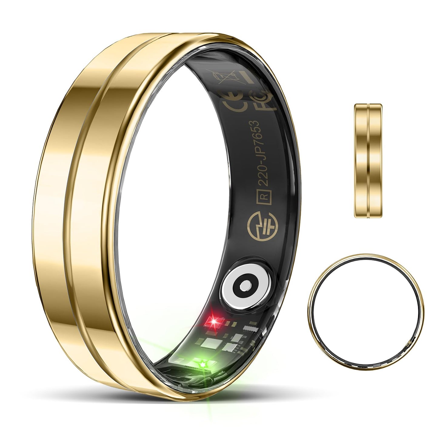 Emerhome Ultra-Thin Smart Ring for Women Men,Sleep Tracker Ring with Heart Rate, Waterproof Fitness Ring for Activity Monitoring/Steps/Calories,No Subscription Fee,for iSO & Android (Glod,10#)