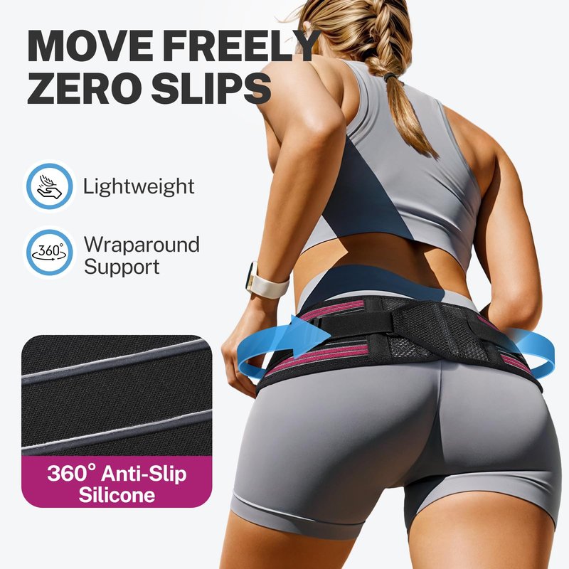 Fitomo X-Shape Hip Brace - SI Joint & Sacroiliac Support Belt for Sciatica Pain Relief, Postpartum Recovery, Pelvic Stabilization - Breathable Two-Panel Design with 4 Silicone strips (Adjustable, L)