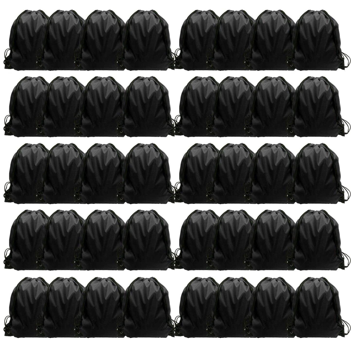 GoodtoU Drawstring Backpack Bulk, 60 Pcs Draw String Bags Cinch Bag Drawstring Gym Bag Sackpack Bags for Women Men, Black