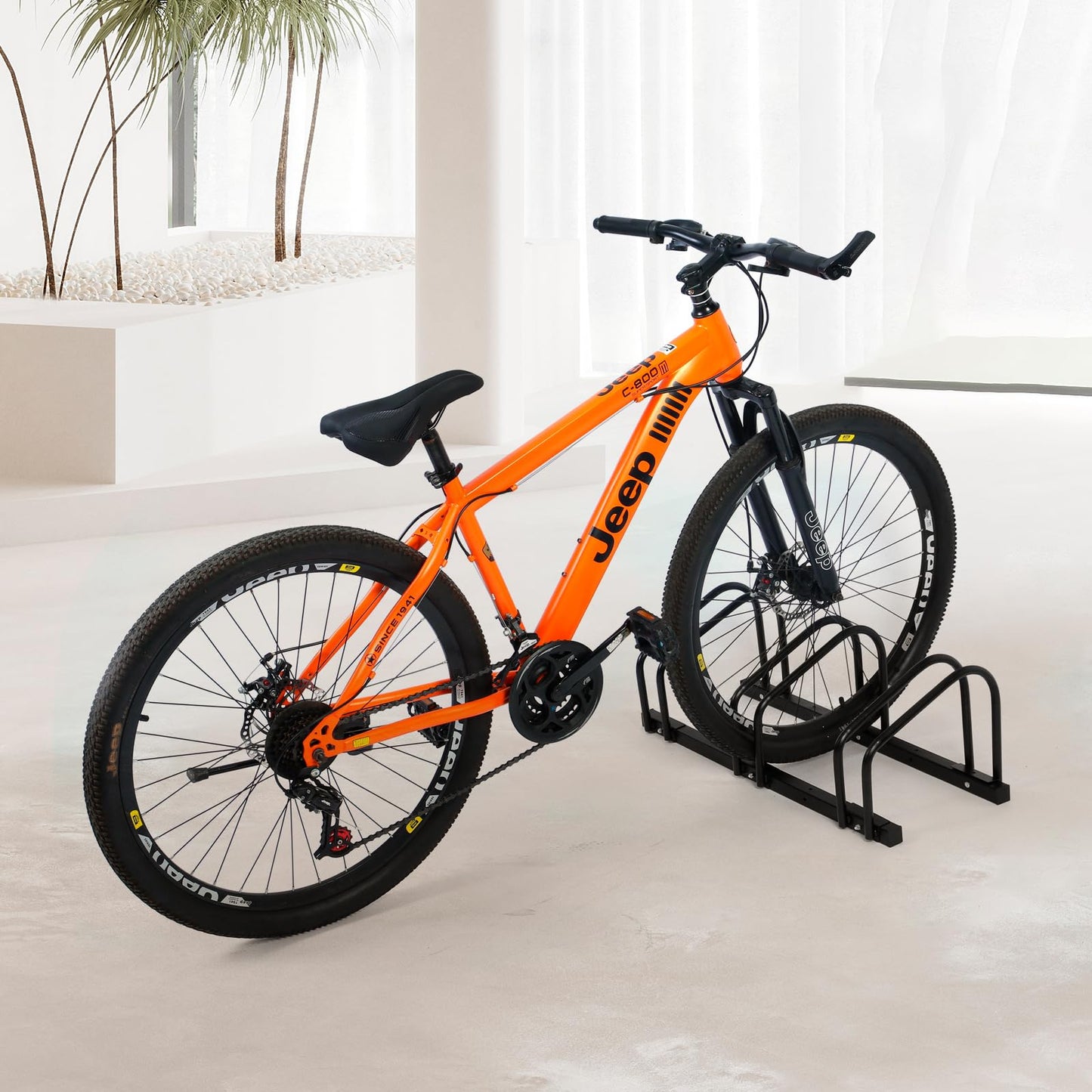 Auwey Bike Floor Rack Bike Floor Parking Bicycle Parking Rack Bike Storage Stand Bike Floor Stand Bicycle Storage Organizer for Mountain Bike, Road Bike Fit 22-28" Wheel Stand Tire Width 2.2"