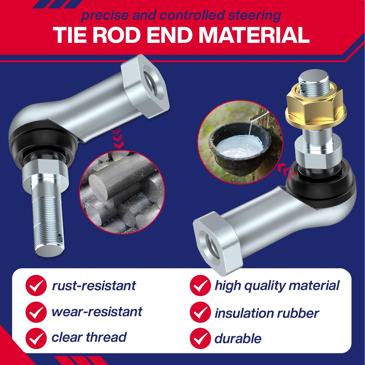 SUPGCPER Golf Cart Tie Rod Ends Fit Club Car Precedent 2004-UP and Tempo 2018-UP Gas and Electric, Club Car Ball Joint Kit, OEM Number# 102022601 102288301, 2PCS Right Hand Thread