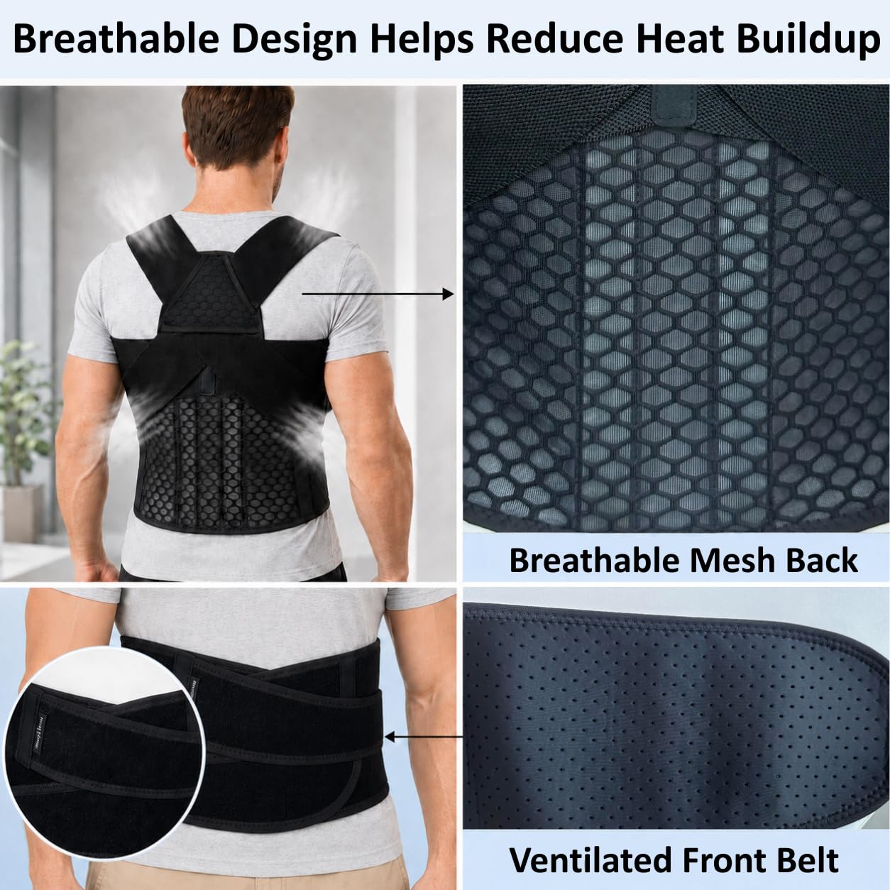 Back Posture Corrector Brace for Men, Back-Anchored Shoulder Support, 3.1-Inch Wide Straps, Adjustable Upper Back Straightener & Lower Spine Support to Help Reduce Slouching, Wear Under Clothes