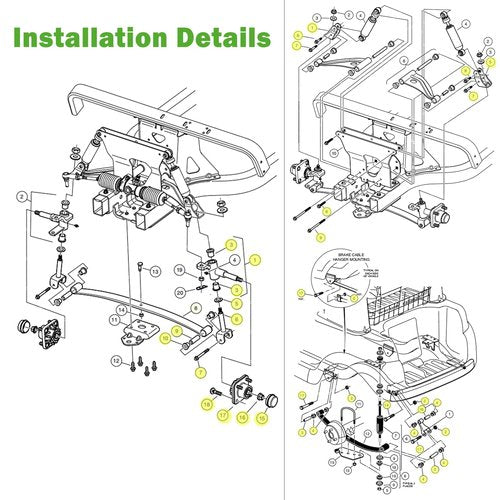 10L0L Deluxe Golf Cart Front End Repair Kit for Club Car Precedent 2004-Up Gas & Electric, Suspension Rebuild Kit with Bushings, Bearings, King Pins, and Hardware Replacement OEM 102357701