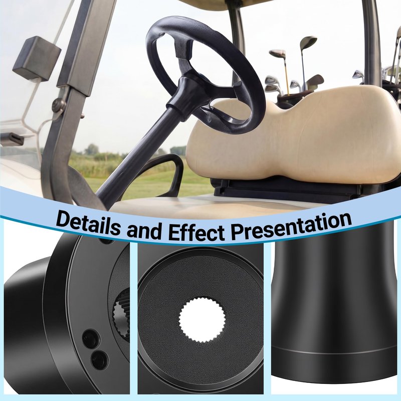 Mixopoly Golf Cart Steering Wheel Adapter for Club Car DS, Aluminum Alloy Casting and Galvanizing Process, Sturdy and Anti-rust