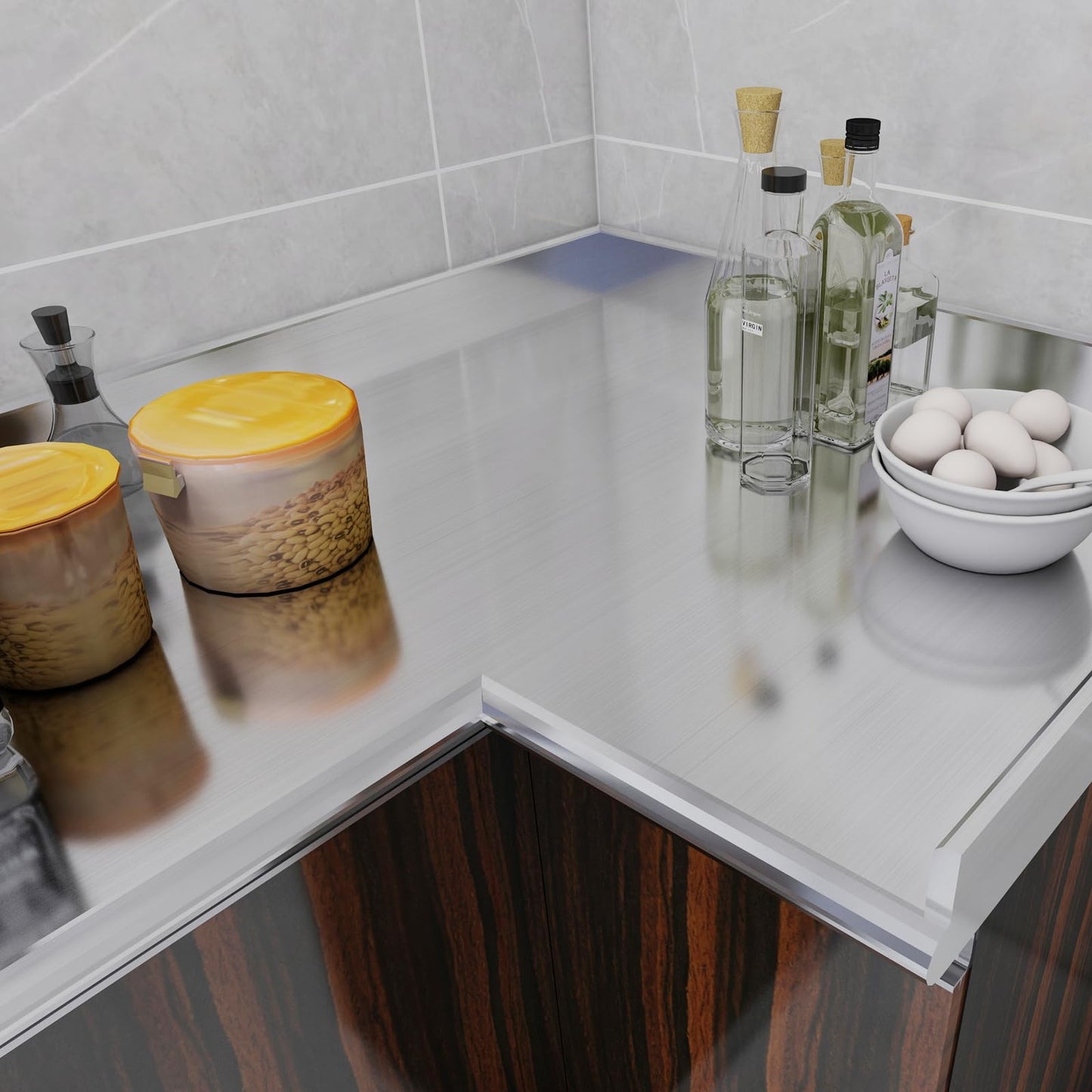 Uooar Silver Stainless Steel Contact Paper 15.7"×120" Peel and Stick Metallic Wallpaper for Countertop Fridge Dishwasher Cabinets