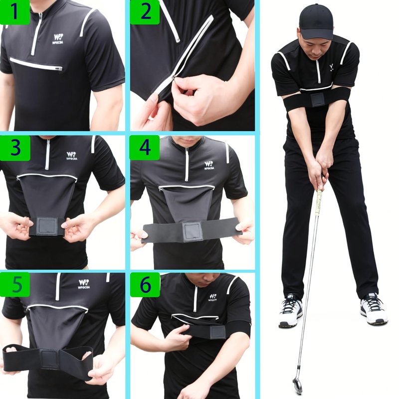 Golf Swing Training Aid-Swing Correcting Arm Band,Correction and Swing Technique for Superior Golf Performanc, Unisex, Ideal for All Levels of Play (M) Black