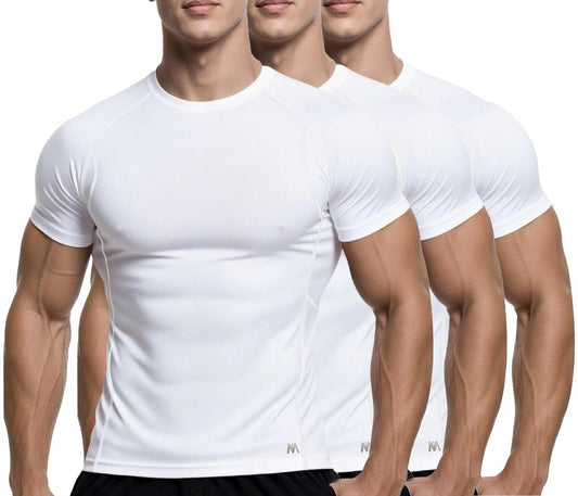 MagnaMan Men's Compression Shirts 3 - Pack: Moisture - Wicking Athletic Baselayer Tops for Men with Quick - Dry Technology, Ideal for Gym, Workout & Running