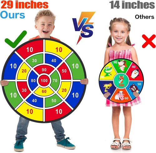 BooTaa 29" Large Dart Board - Kids' Indoor/Outdoor Game with Sticky Balls | Perfect Birthday Gift for Ages 3-12