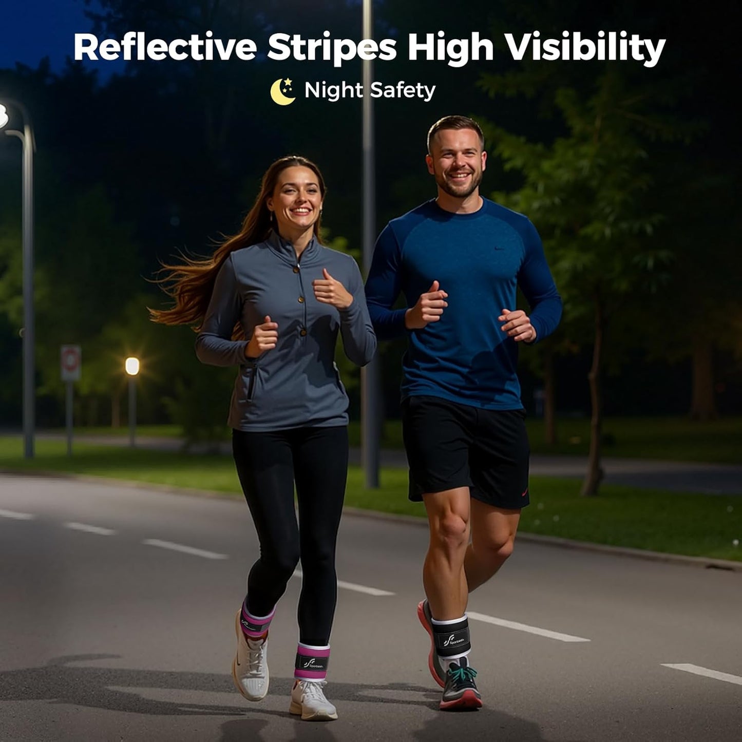 Sportneer Ankle Weights - Adjustable 1/2/4/6/10 LBS for Men, Women & Kids | Reflective Strips for Enhanced Fitness