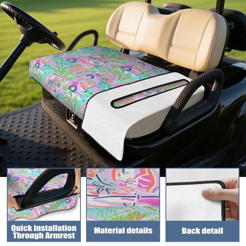 syienasdk Golf Cart Seat Covers, Breathable Golf Cart Seat Towel Blanket for 2-Seat Golf Carts, Golf Club Car Accessories 51''x 31''