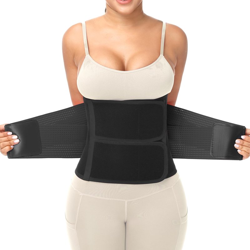 Kintarkee Waist Trainer for Women Man Waist Tmimmer Ab Belt Tummy Control Body Shaper Workout Sweat Belt Sports Sauna Suit (Black, Large)