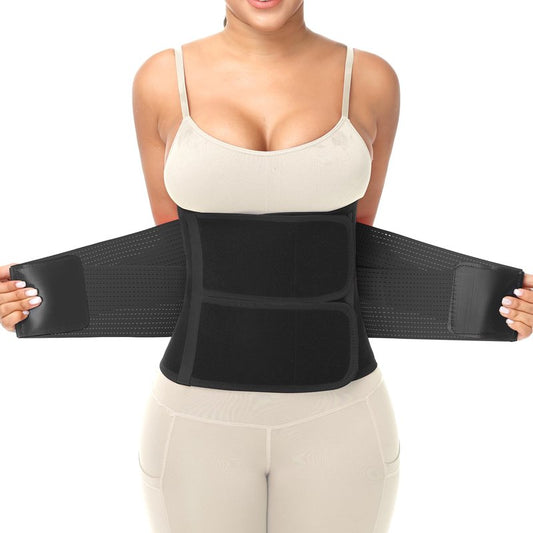 Kintarkee Waist Trainer for Women Man Waist Tmimmer Ab Belt Tummy Control Body Shaper Workout Sweat Belt Sports Sauna Suit (Black, Large)